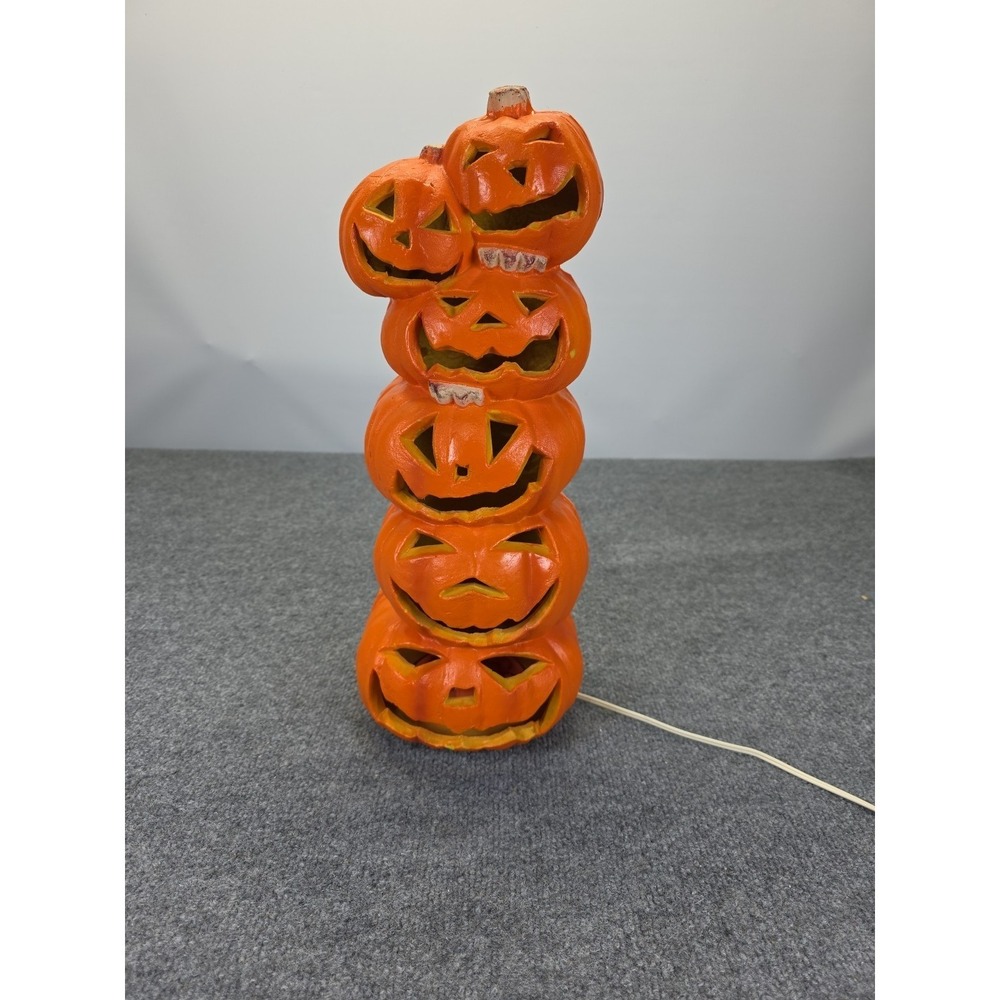 1993 Trendmasters Gemmy Lighted Halloween Stacked Pumpkin Totem Foam Mold